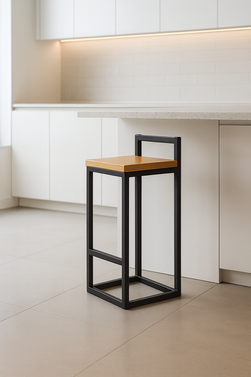 Banco H Industrial 87cm Metal-Madera
