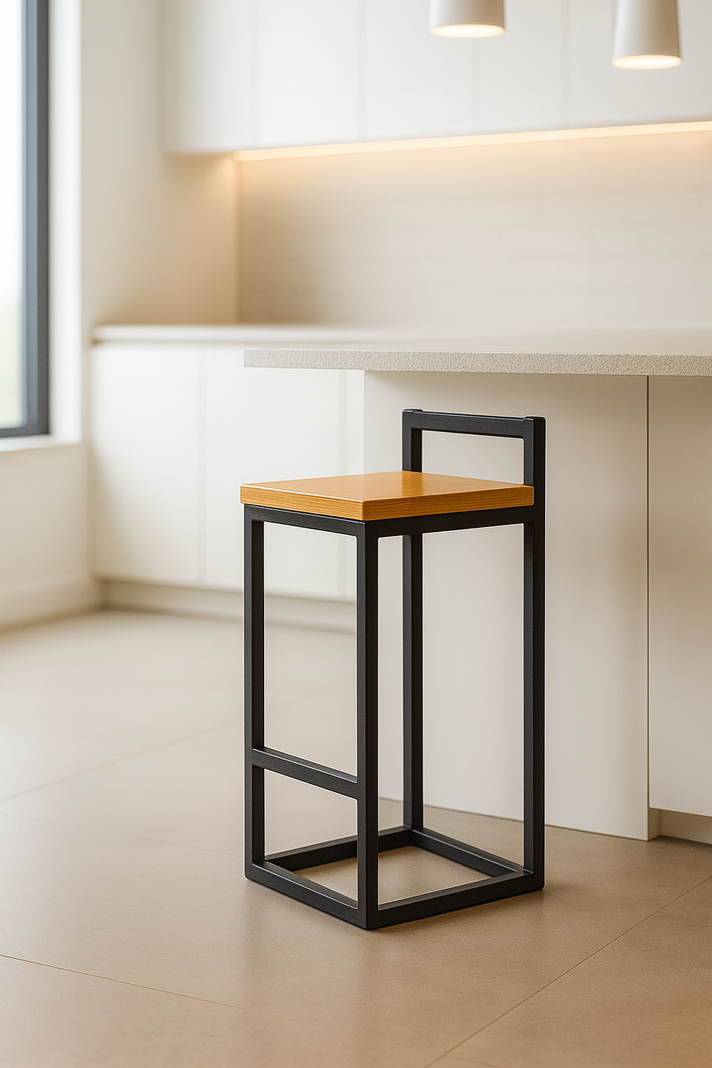 Banco H Industrial 87cm Metal-Madera